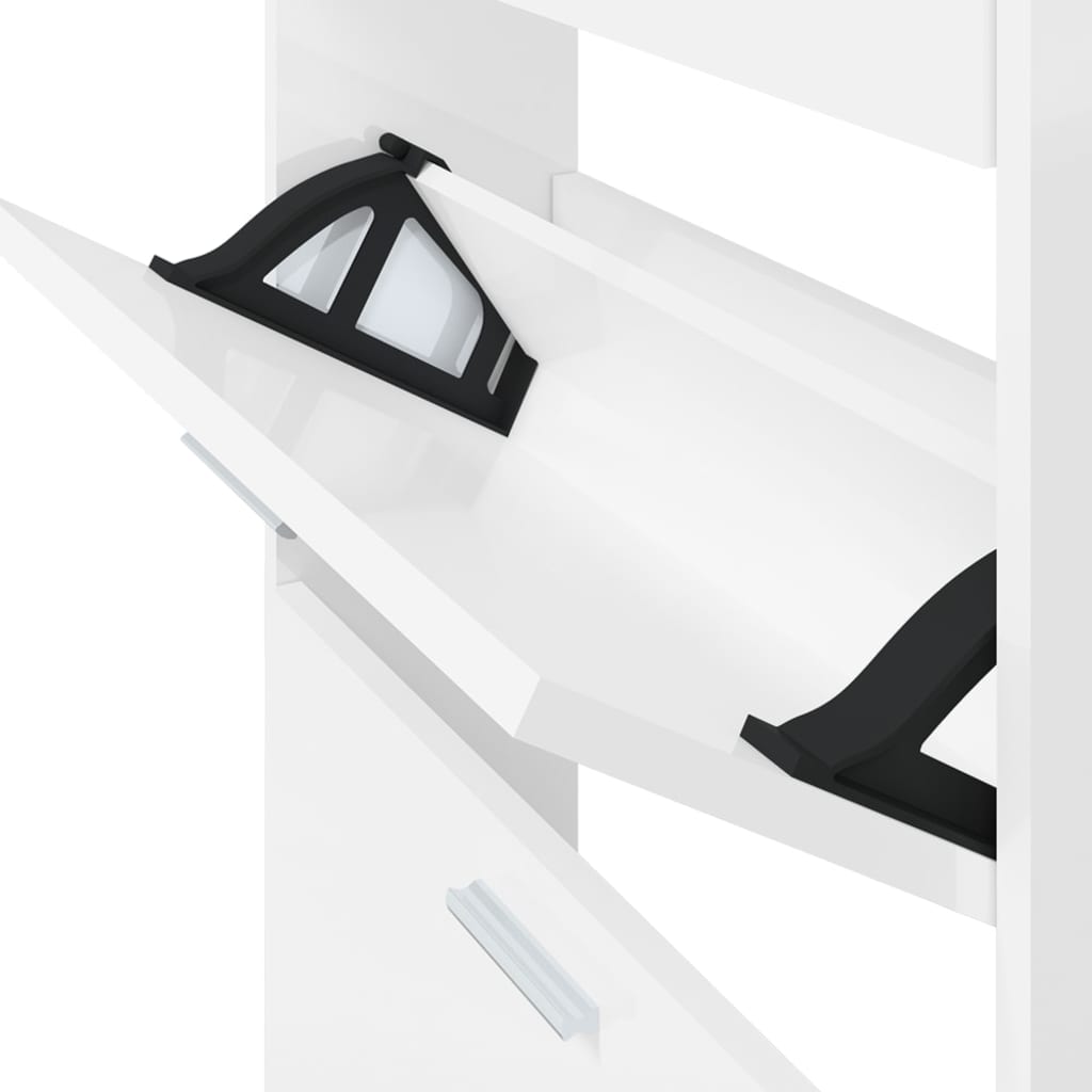 Schoenenkast 59x17x108 cm bewerkt hout hoogglans wit is nu te koop bij PeponiXL, paradijselijk wonen!