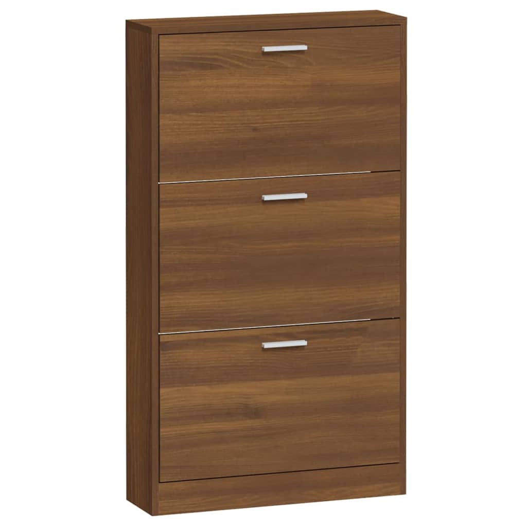 Schoenenkast 59x17x108 cm bewerkt hout bruin eikenkleur is nu te koop bij PeponiXL, paradijselijk wonen!