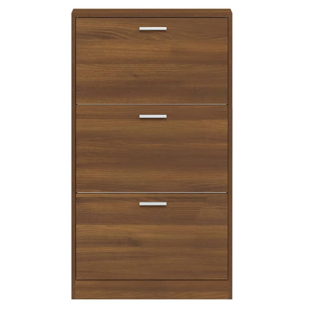 Schoenenkast 59x17x108 cm bewerkt hout bruin eikenkleur is nu te koop bij PeponiXL, paradijselijk wonen!