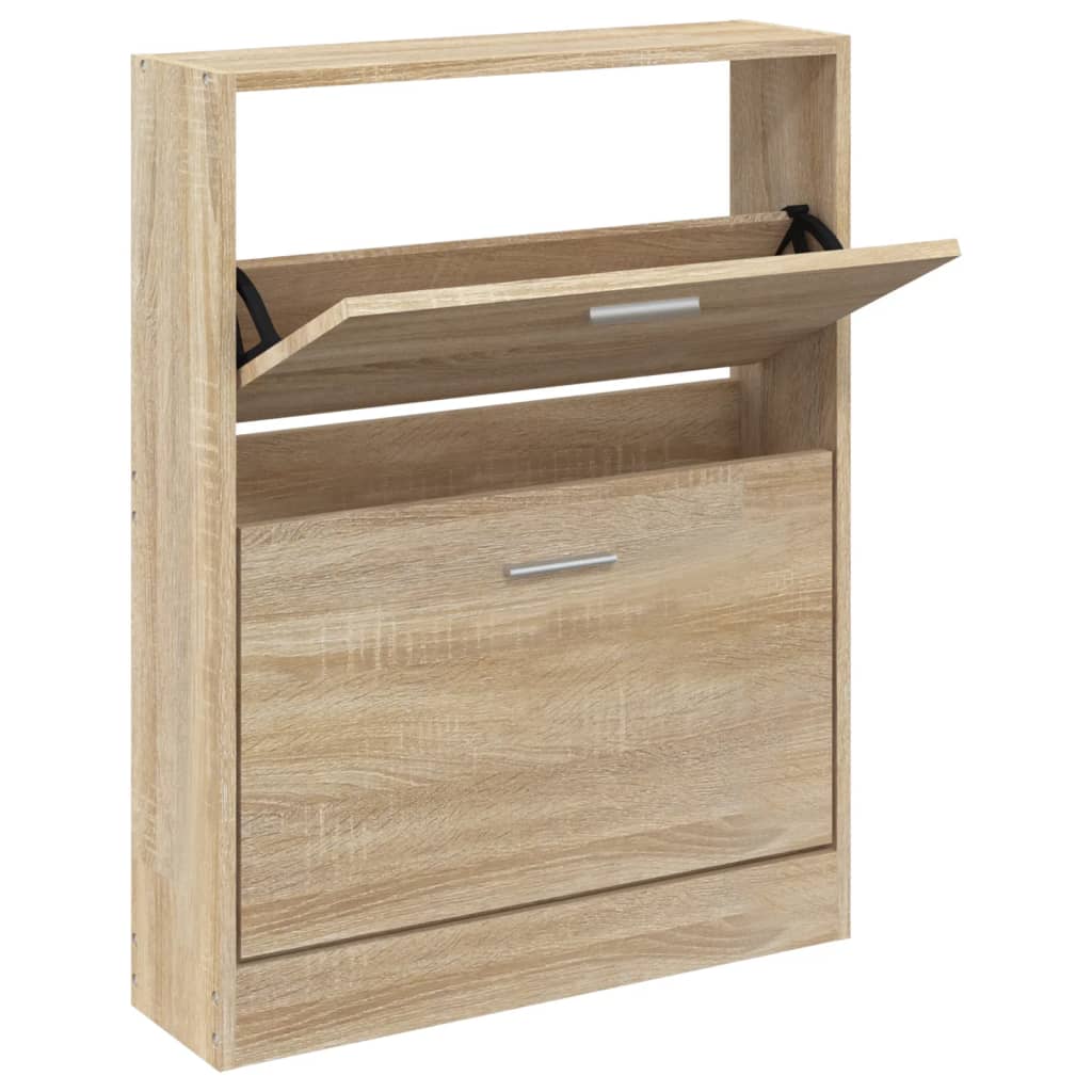 Schoenenkast eiken 59x17x81 cm bewerkt hout is nu te koop bij PeponiXL, paradijselijk wonen!