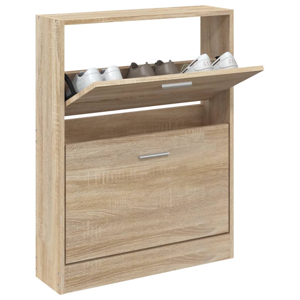Schoenenkast eiken 59x17x81 cm bewerkt hout is nu te koop bij PeponiXL, paradijselijk wonen!