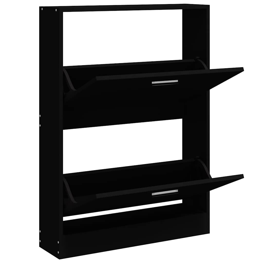 Schoenenkast 59x17x81 cm bewerkt hout zwart is nu te koop bij PeponiXL, paradijselijk wonen!