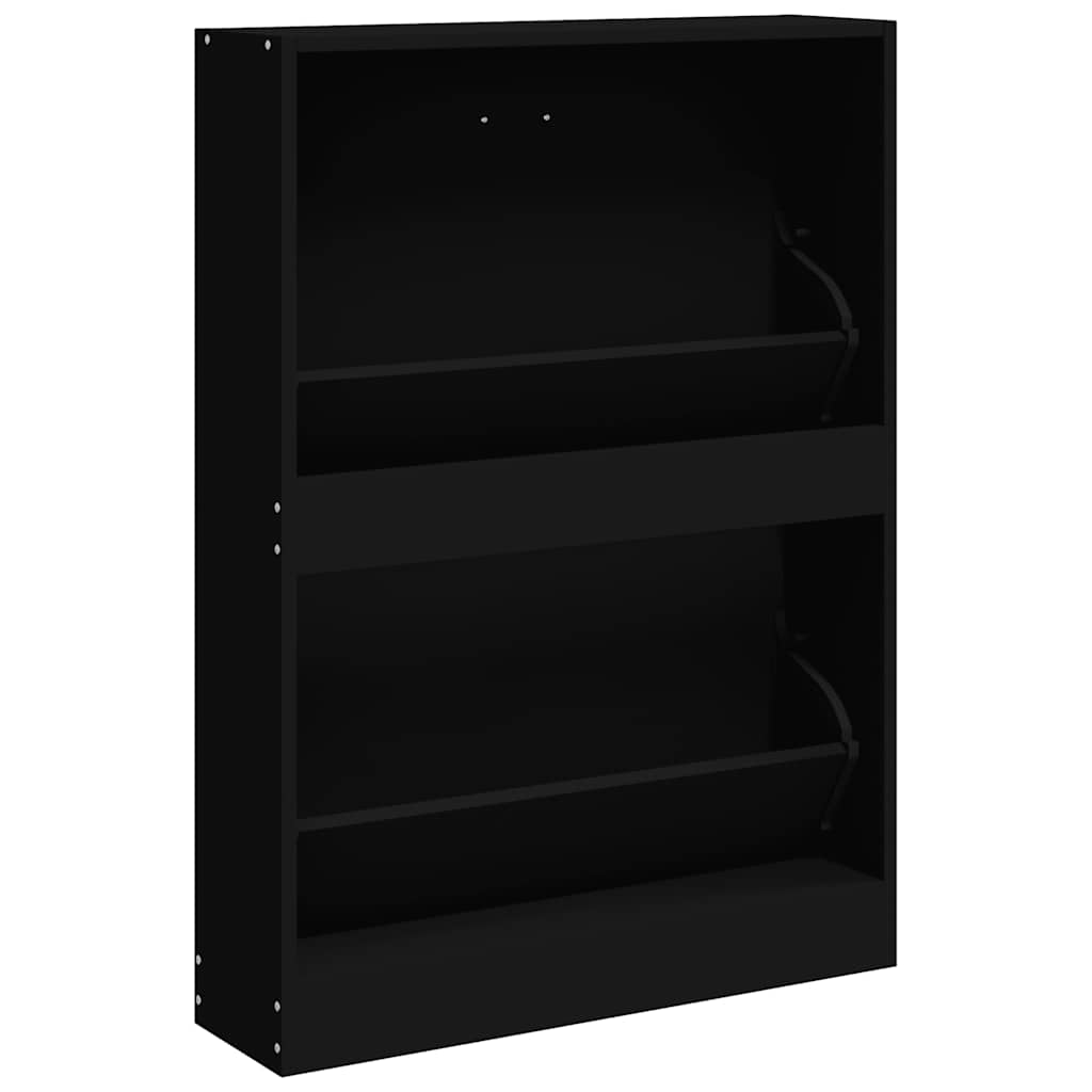Schoenenkast 59x17x81 cm bewerkt hout zwart is nu te koop bij PeponiXL, paradijselijk wonen!