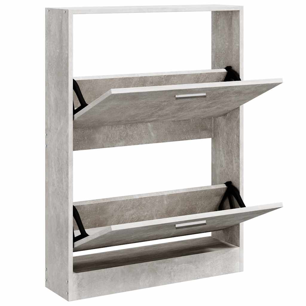 Schoenenkast 59x17x81 cm bewerkt hout betongrijs is nu te koop bij PeponiXL, paradijselijk wonen!