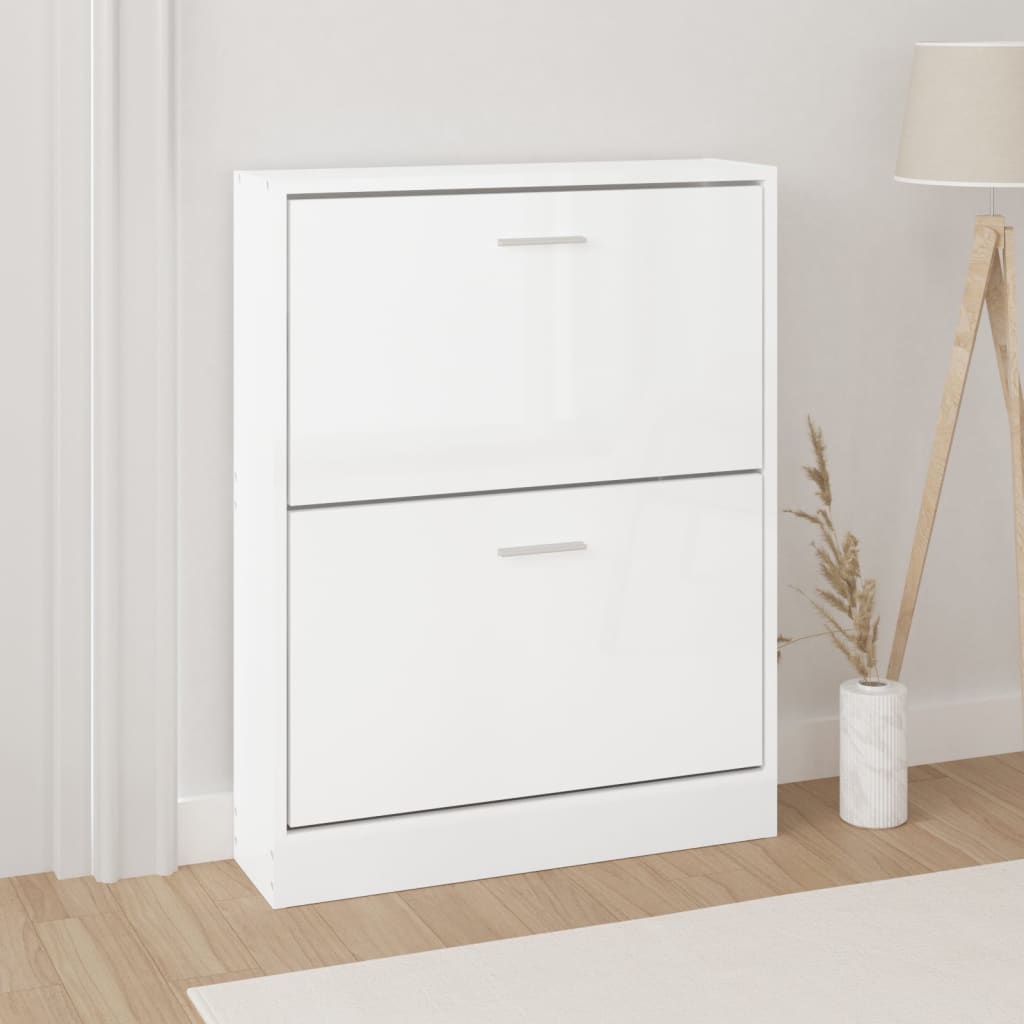 Schoenenkast 59x17x81 cm bewerkt hout hoogglans wit is nu te koop bij PeponiXL, paradijselijk wonen!