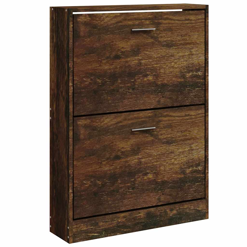 Schoenenkast 59x17x81 cm bewerkt hout gerookt eikenkleurig is nu te koop bij PeponiXL, paradijselijk wonen!