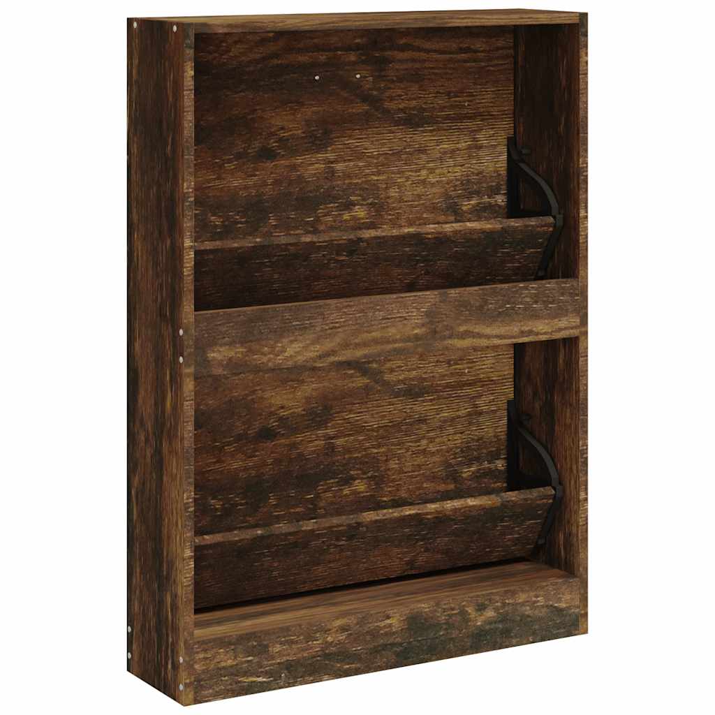 Schoenenkast 59x17x81 cm bewerkt hout gerookt eikenkleurig is nu te koop bij PeponiXL, paradijselijk wonen!