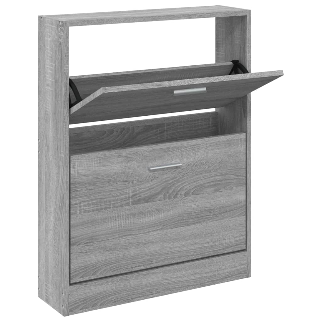 Schoenenkast 59x17x81 cm bewerkt hout grijs sonoma is nu te koop bij PeponiXL, paradijselijk wonen!
