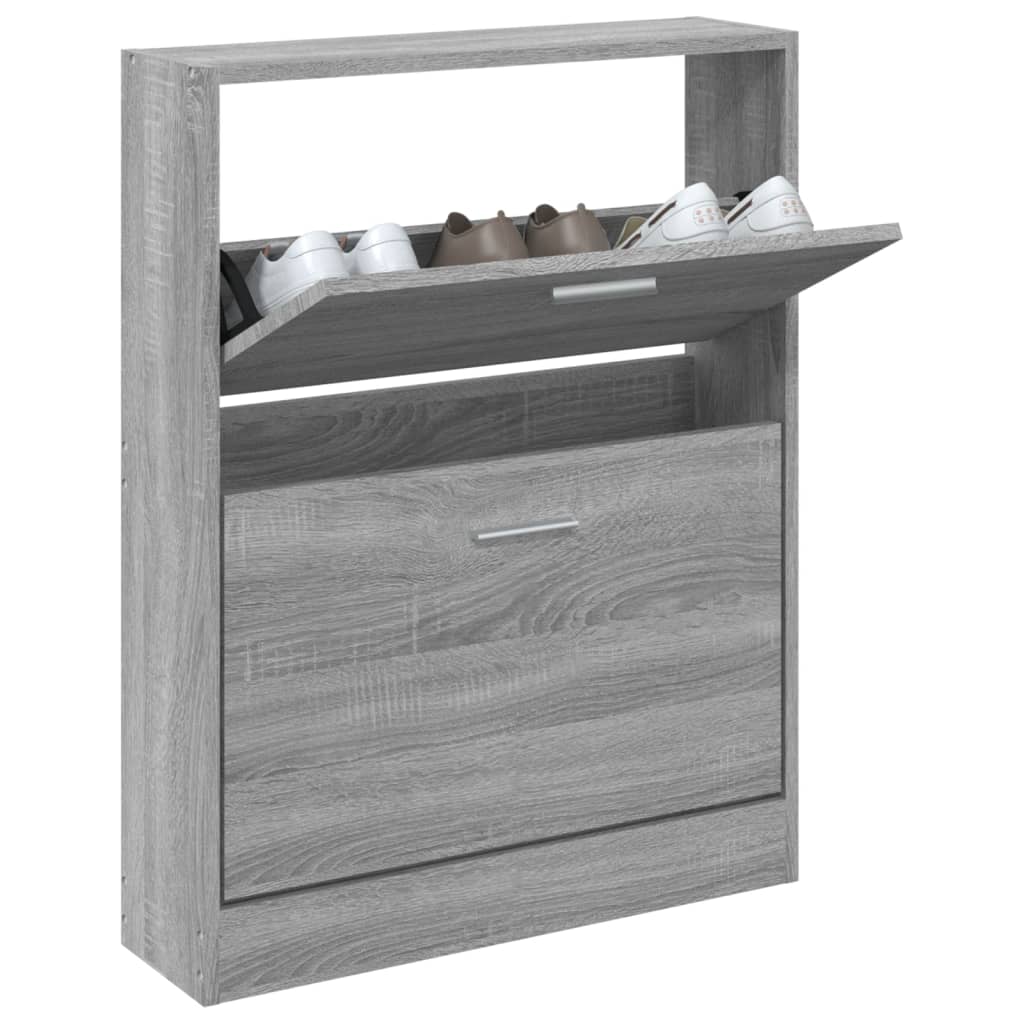 Schoenenkast 59x17x81 cm bewerkt hout grijs sonoma is nu te koop bij PeponiXL, paradijselijk wonen!