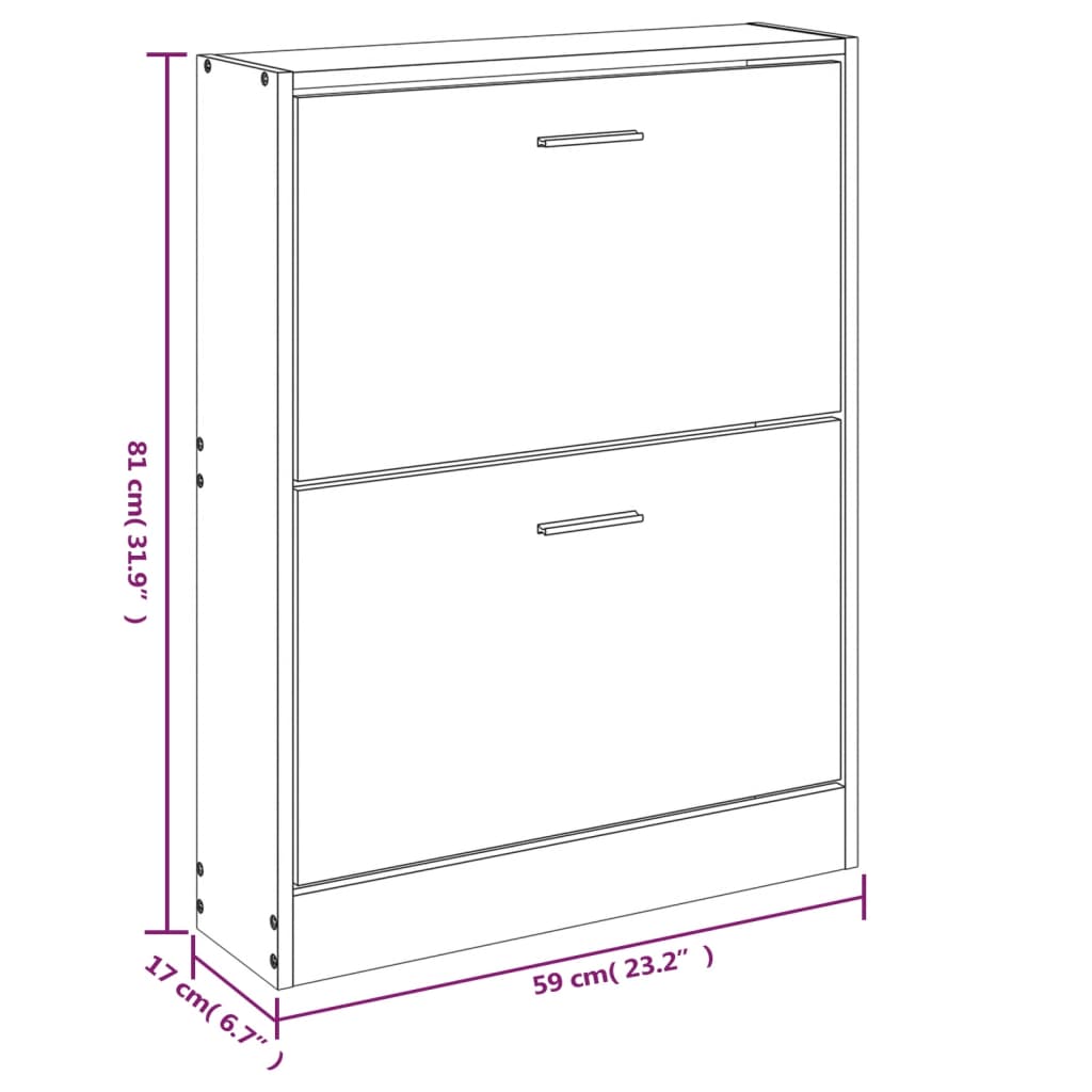 Schoenenkast 59x17x81 cm bewerkt hout grijs sonoma is nu te koop bij PeponiXL, paradijselijk wonen!