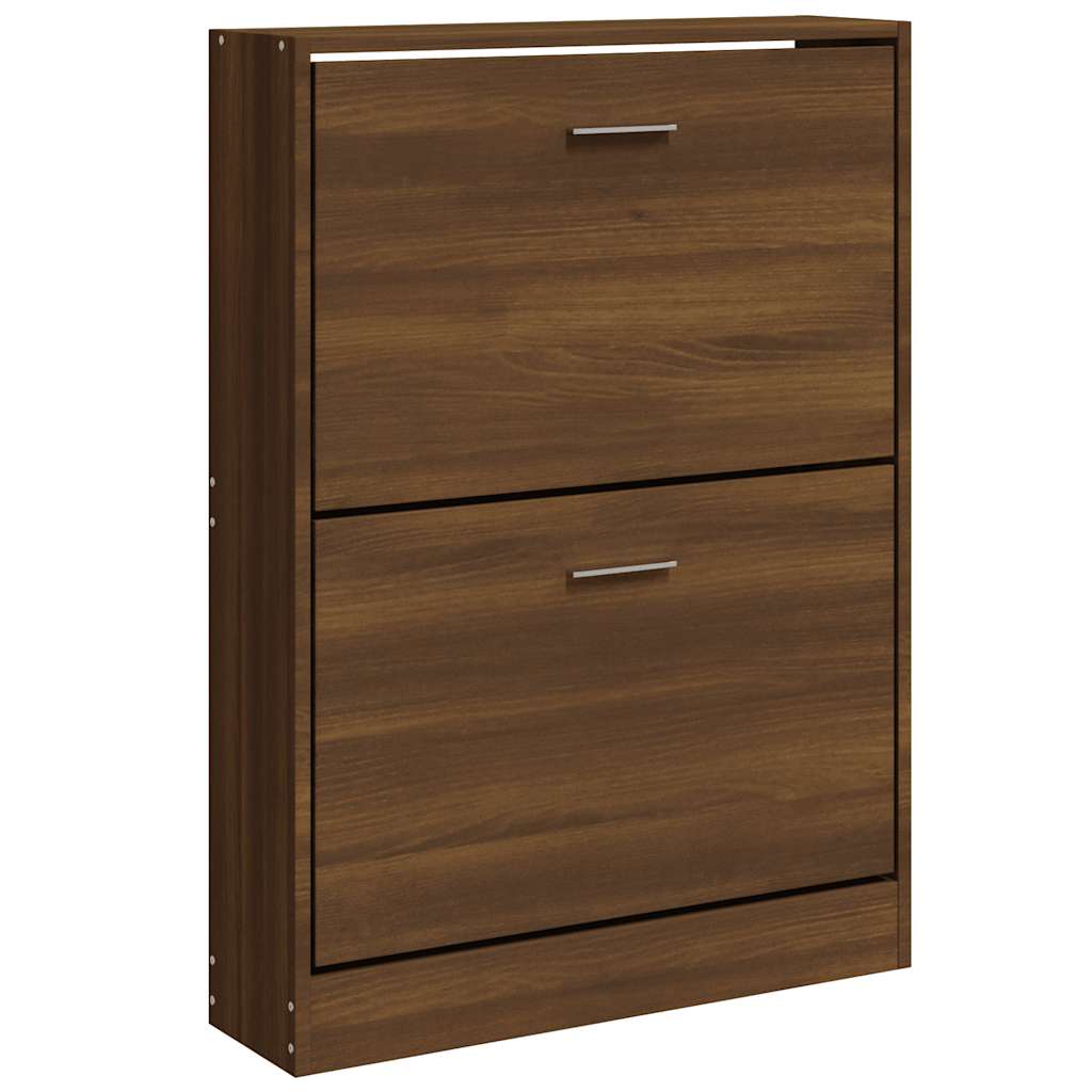Schoenenkast 59x17x81 cm bewerkt hout bruin eikenkleur is nu te koop bij PeponiXL, paradijselijk wonen!