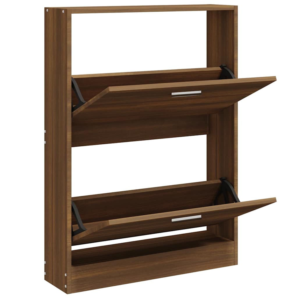 Schoenenkast 59x17x81 cm bewerkt hout bruin eikenkleur is nu te koop bij PeponiXL, paradijselijk wonen!