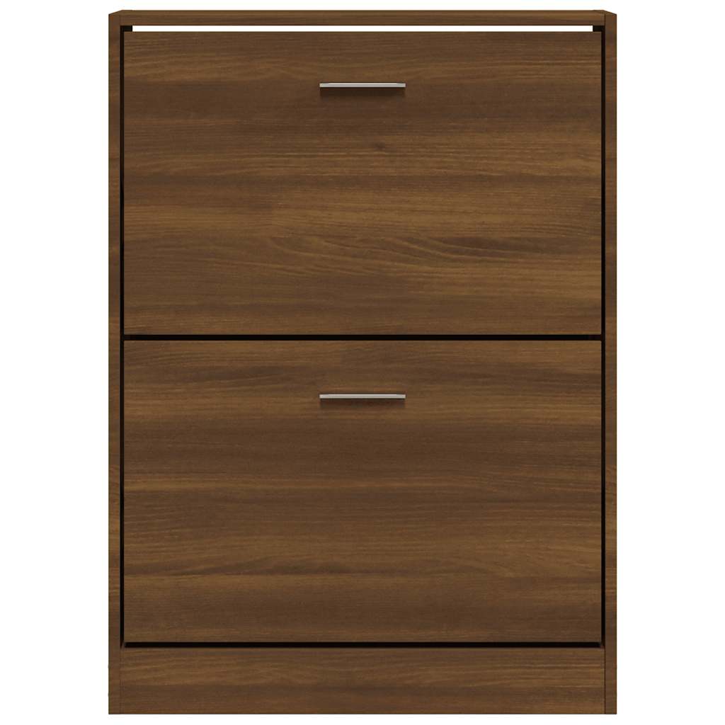 Schoenenkast 59x17x81 cm bewerkt hout bruin eikenkleur is nu te koop bij PeponiXL, paradijselijk wonen!