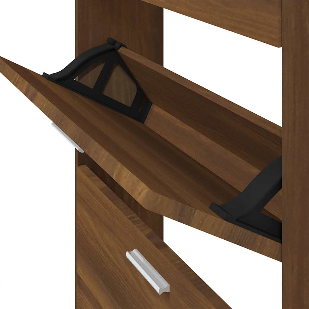 Schoenenkast 59x17x81 cm bewerkt hout bruin eikenkleur is nu te koop bij PeponiXL, paradijselijk wonen!