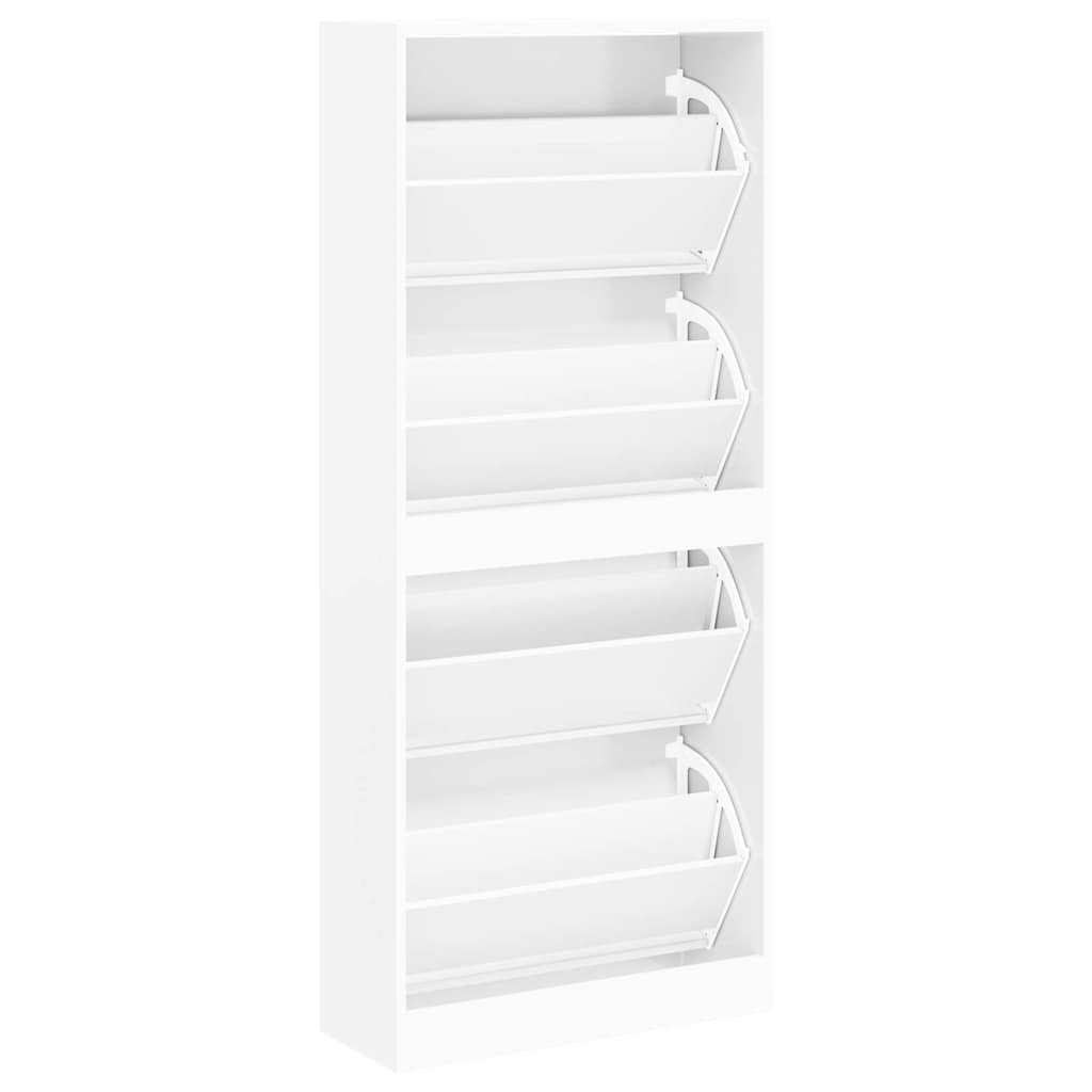 Schoenenkast 63x24x147 cm bewerkt hout wit is nu te koop bij PeponiXL, paradijselijk wonen!