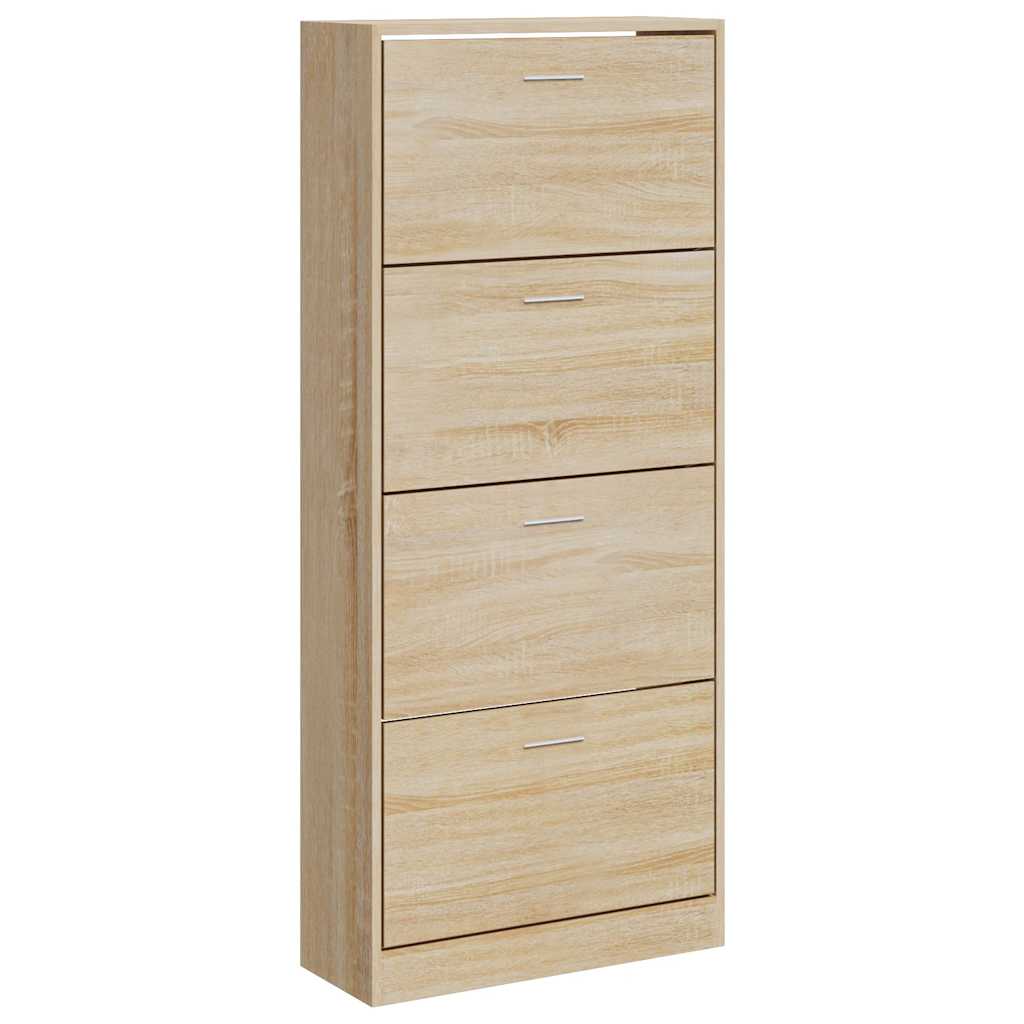Schoenenkast 63x24x147 cm bewerkt hout sonoma eikenkleurig is nu te koop bij PeponiXL, paradijselijk wonen!