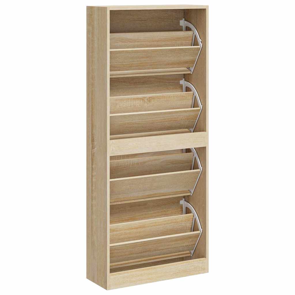 Schoenenkast 63x24x147 cm bewerkt hout sonoma eikenkleurig is nu te koop bij PeponiXL, paradijselijk wonen!