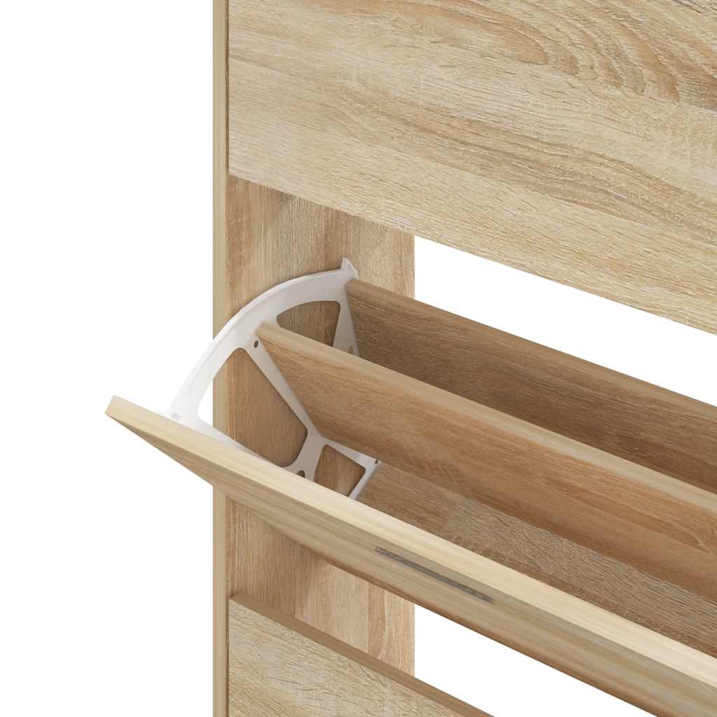 Schoenenkast 63x24x147 cm bewerkt hout sonoma eikenkleurig is nu te koop bij PeponiXL, paradijselijk wonen!