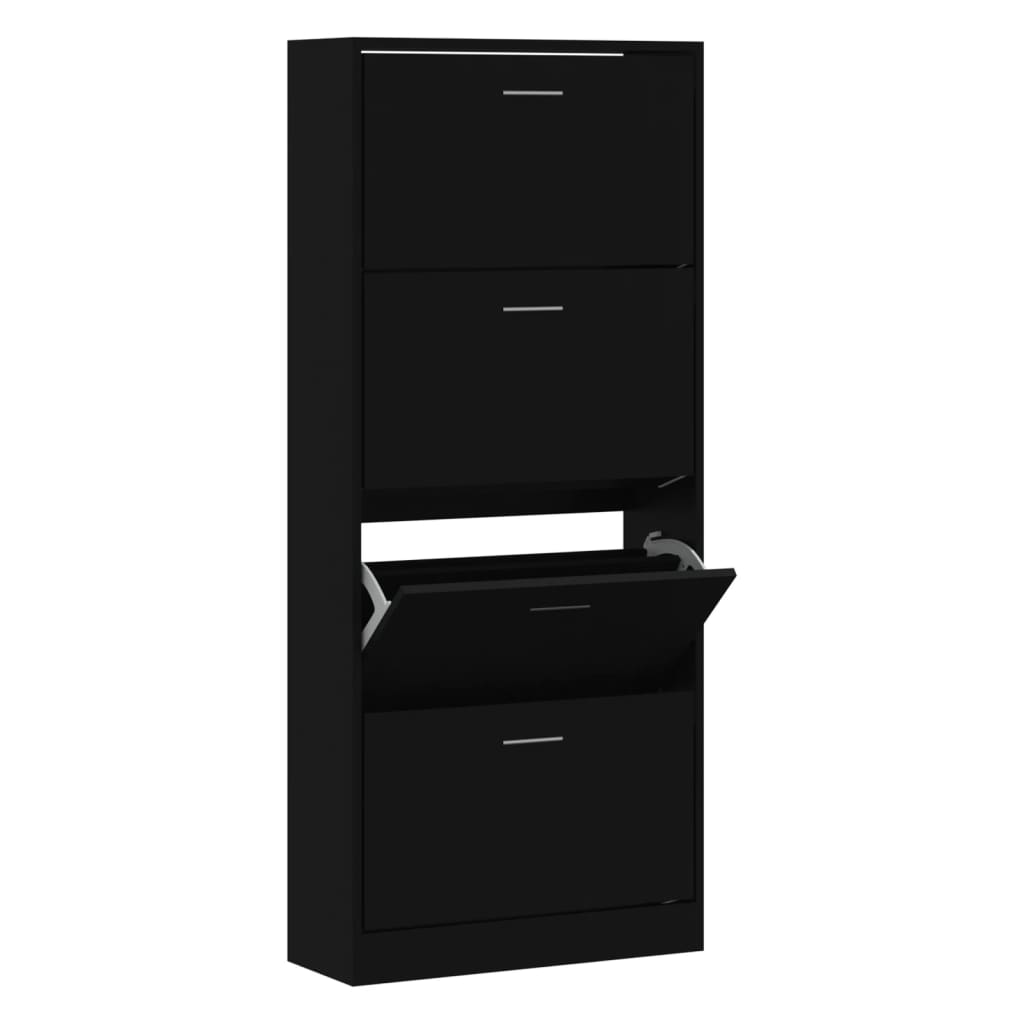 Schoenenkast 63x24x147 cm bewerkt hout Zwart is nu te koop bij PeponiXL, paradijselijk wonen!