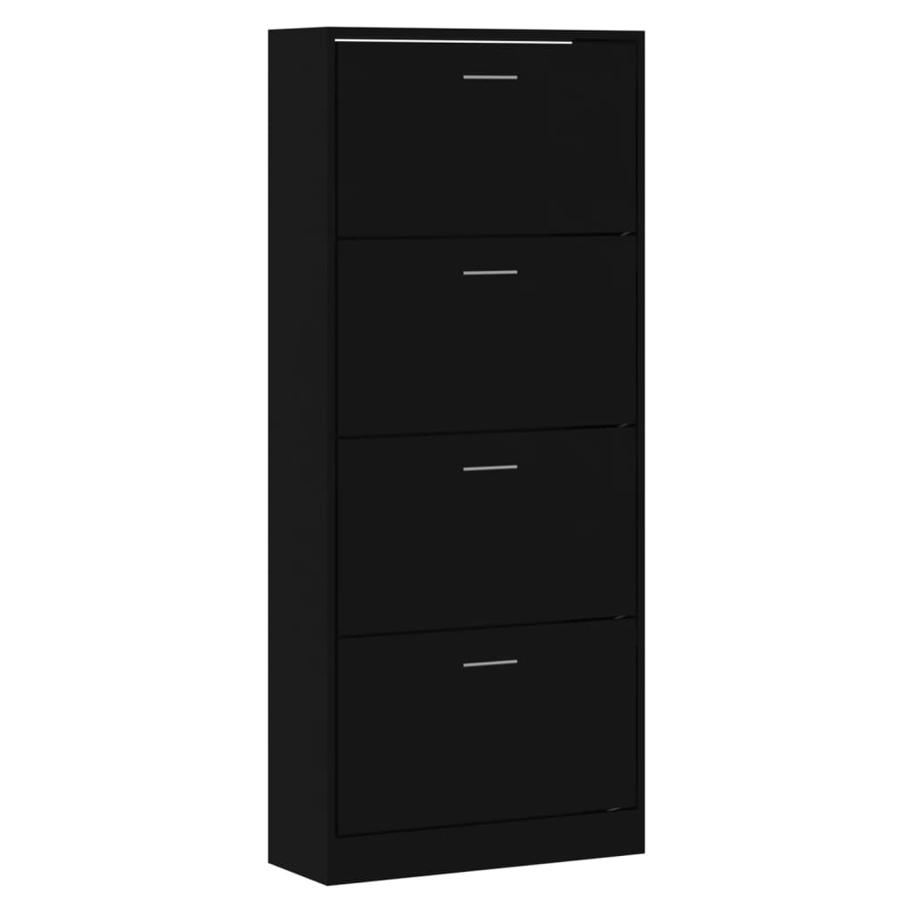 Schoenenkast 63x24x147 cm bewerkt hout Zwart is nu te koop bij PeponiXL, paradijselijk wonen!