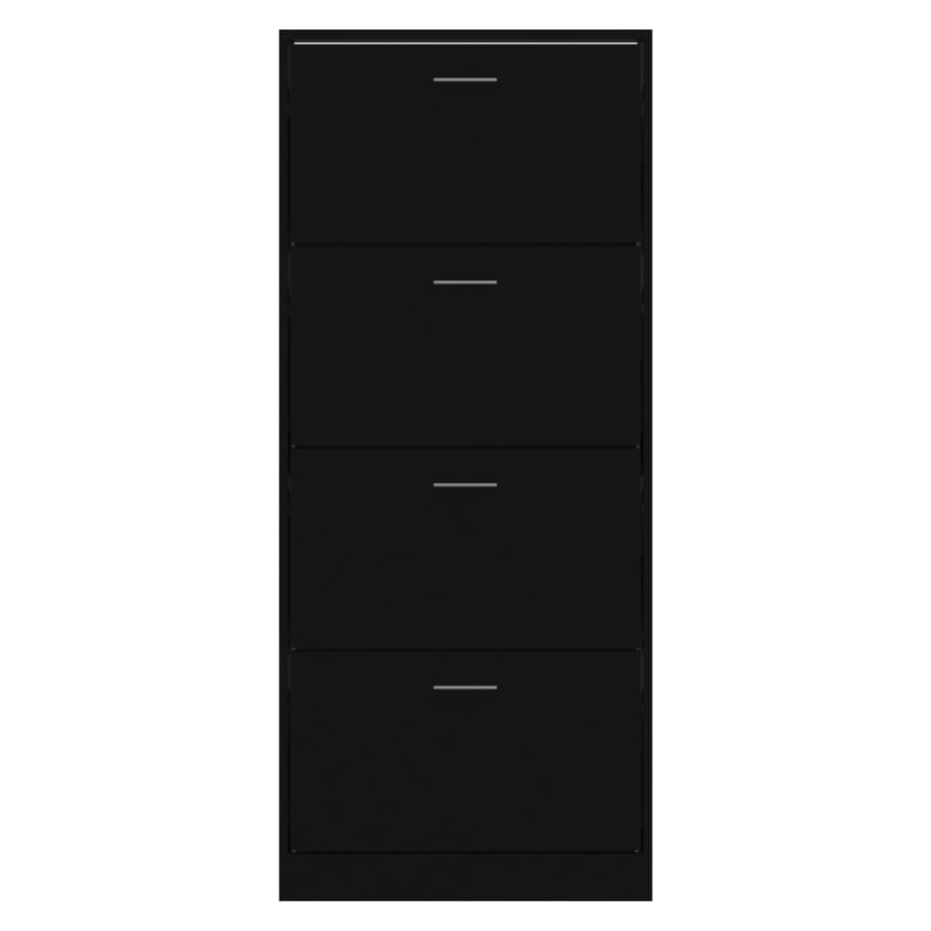 Schoenenkast 63x24x147 cm bewerkt hout Zwart is nu te koop bij PeponiXL, paradijselijk wonen!
