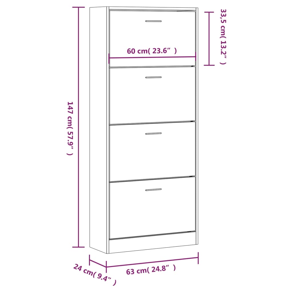 Schoenenkast 63x24x147 cm bewerkt hout Zwart is nu te koop bij PeponiXL, paradijselijk wonen!