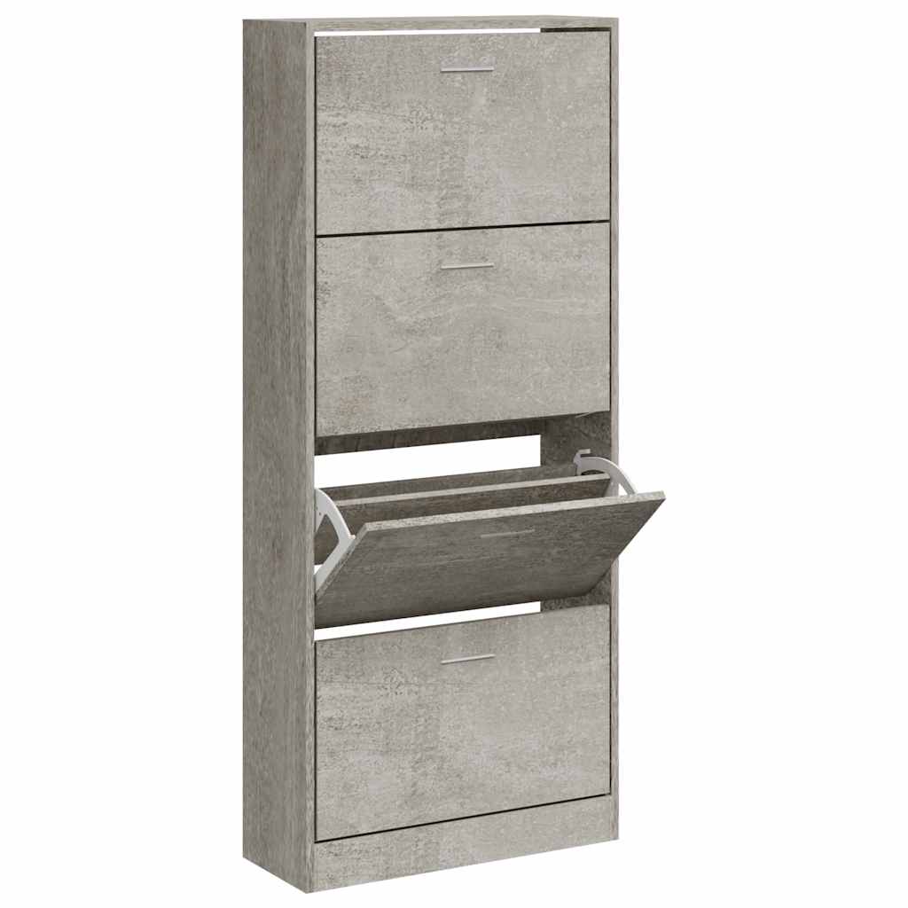 Schoenenkast 63x24x147 cm bewerkt hout betongrijs is nu te koop bij PeponiXL, paradijselijk wonen!