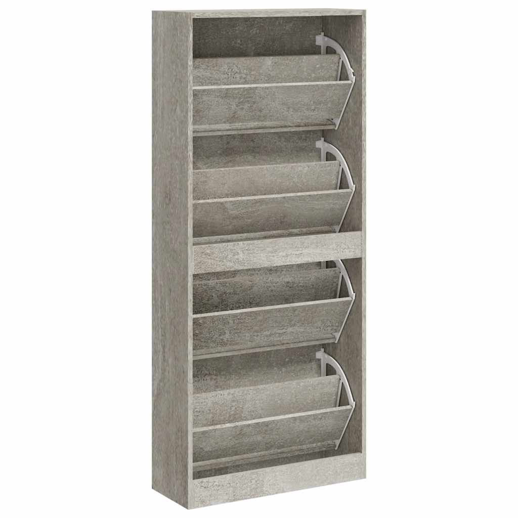 Schoenenkast 63x24x147 cm bewerkt hout betongrijs is nu te koop bij PeponiXL, paradijselijk wonen!