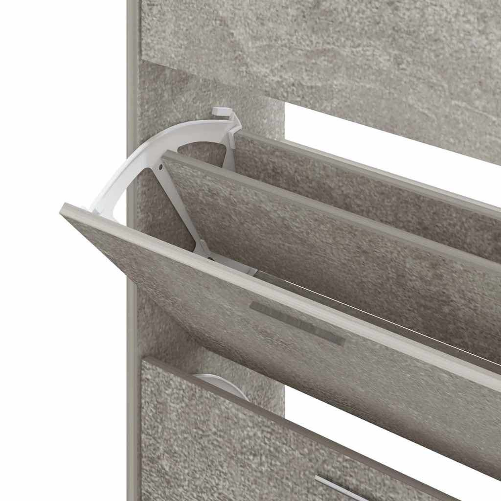 Schoenenkast 63x24x147 cm bewerkt hout betongrijs is nu te koop bij PeponiXL, paradijselijk wonen!