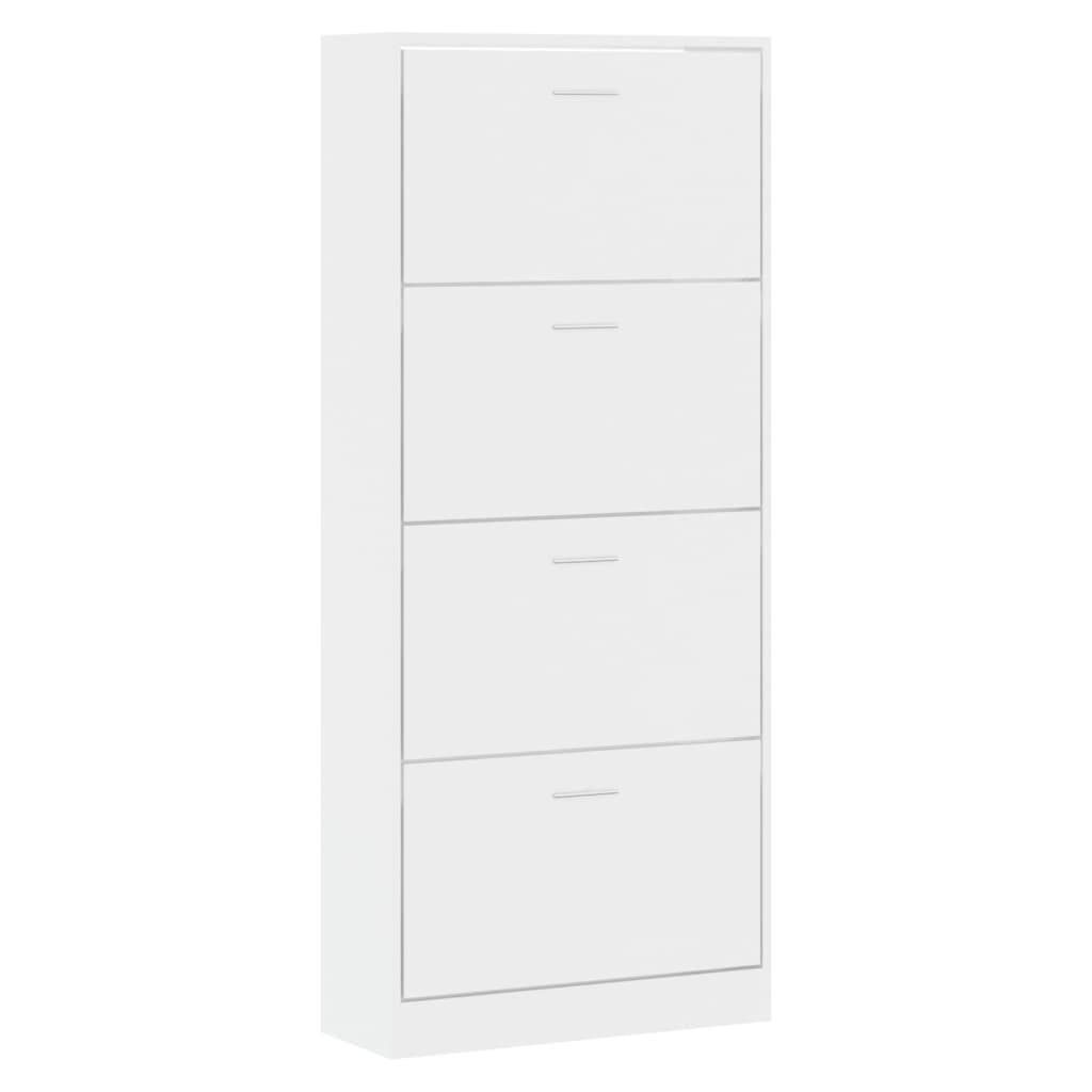 Schoenenkast 63x24x147 cm bewerkt hout hoogglans wit is nu te koop bij PeponiXL, paradijselijk wonen!