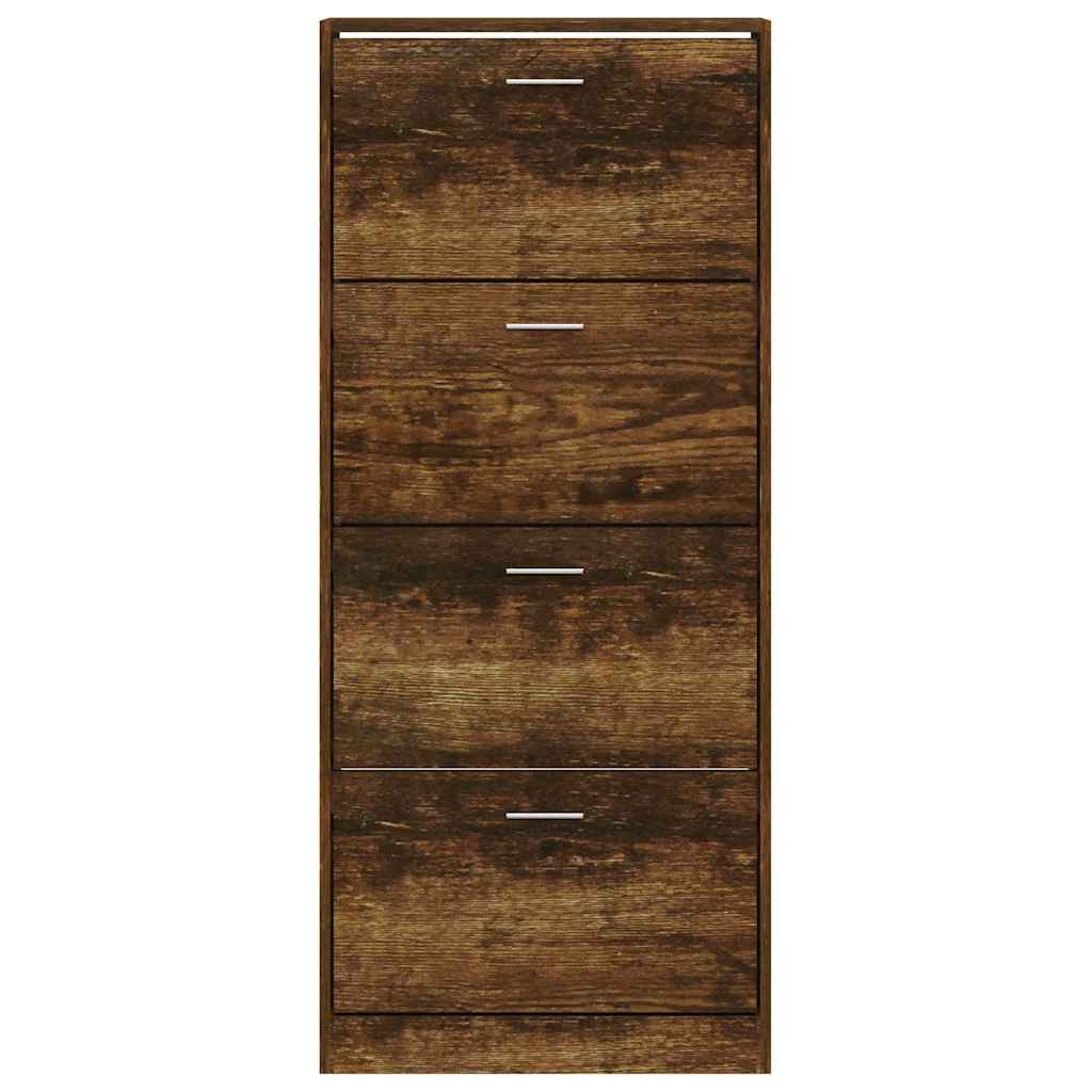 Schoenenkast 63x24x147 cm bewerkt hout gerookt eikenkleurig is nu te koop bij PeponiXL, paradijselijk wonen!