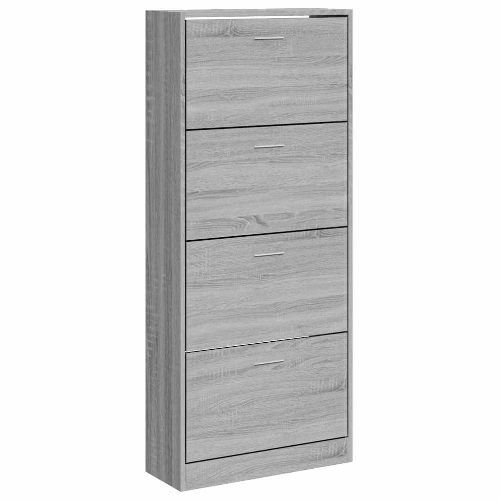 Schoenenkast 63x24x147 cm bewerkt hout grijs sonoma is nu te koop bij PeponiXL, paradijselijk wonen!