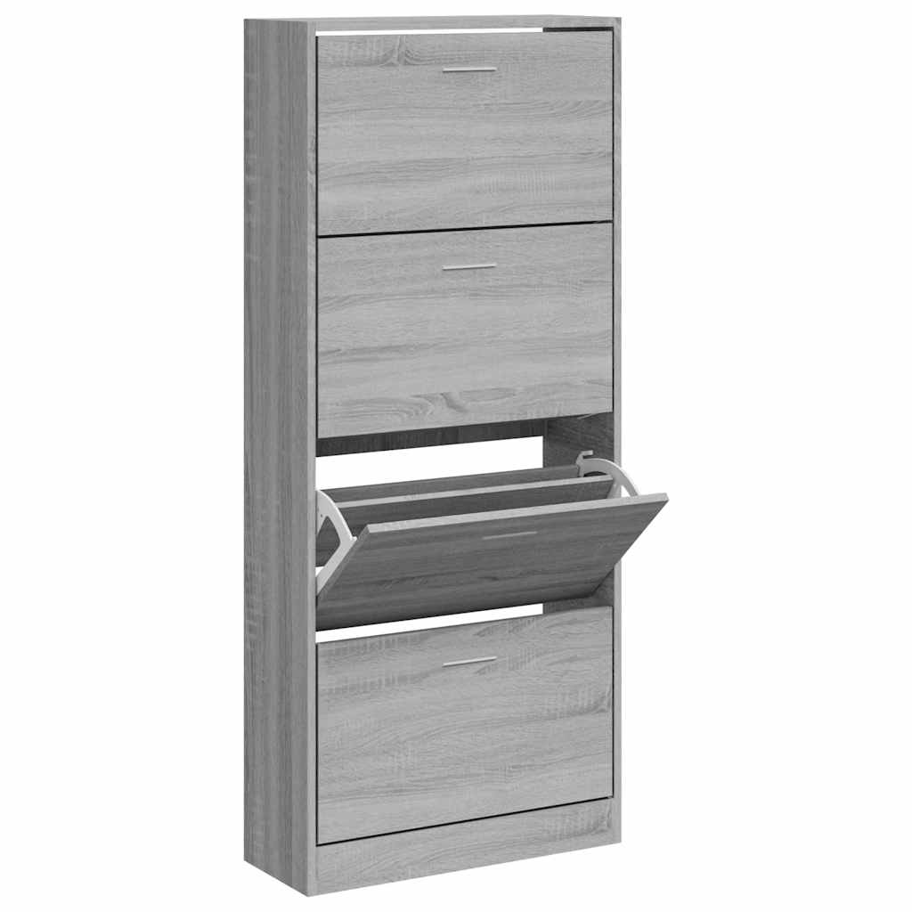 Schoenenkast 63x24x147 cm bewerkt hout grijs sonoma is nu te koop bij PeponiXL, paradijselijk wonen!