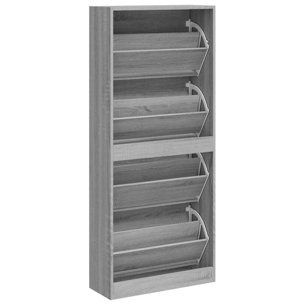 Schoenenkast 63x24x147 cm bewerkt hout grijs sonoma is nu te koop bij PeponiXL, paradijselijk wonen!
