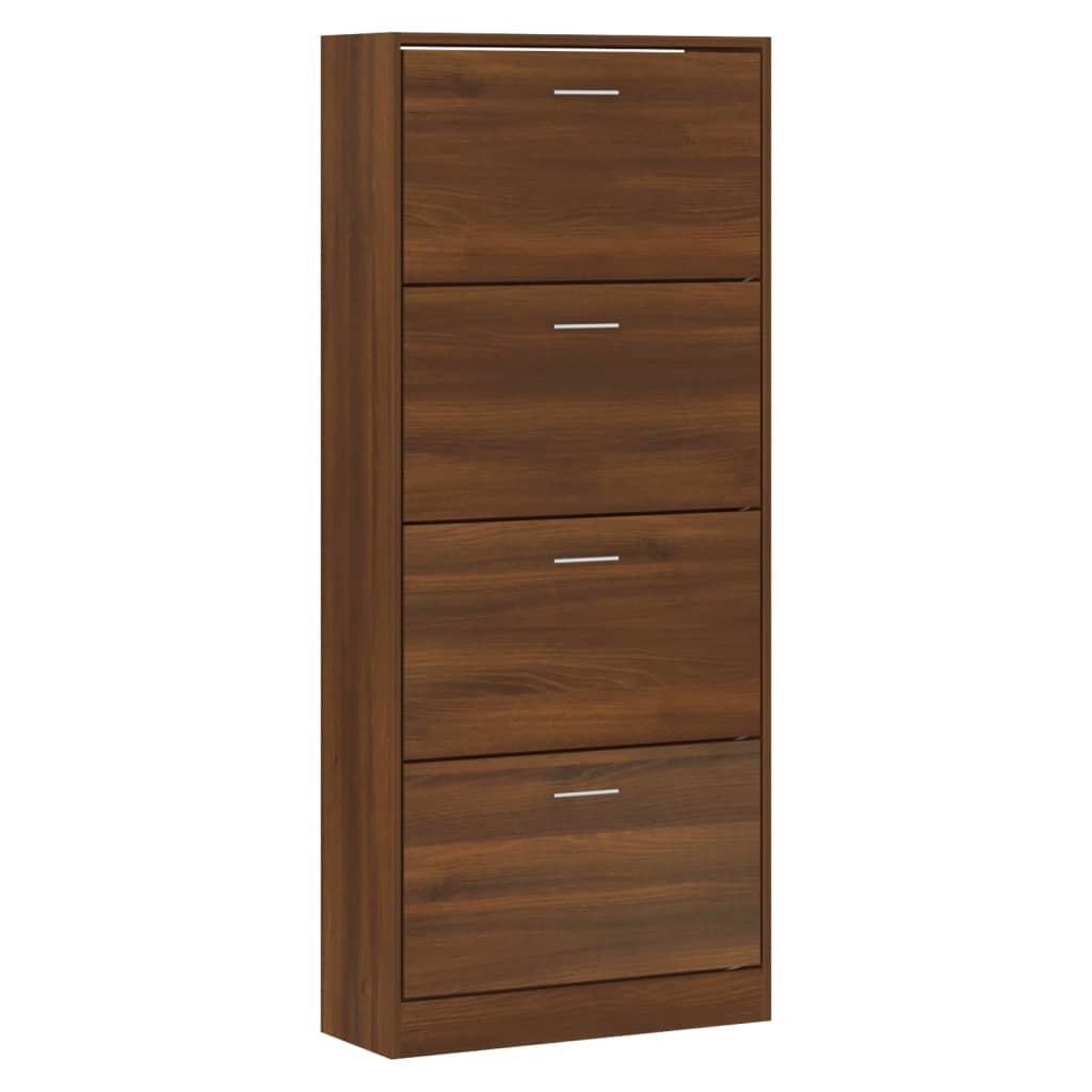 Schoenenkast 63x24x147 cm bewerkt hout bruin eikenkleur is nu te koop bij PeponiXL, paradijselijk wonen!
