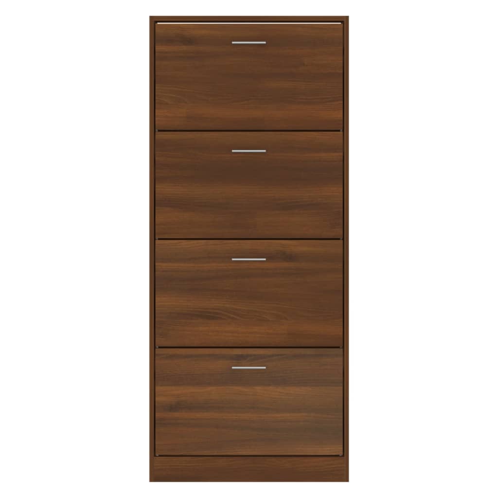 Schoenenkast 63x24x147 cm bewerkt hout bruin eikenkleur is nu te koop bij PeponiXL, paradijselijk wonen!