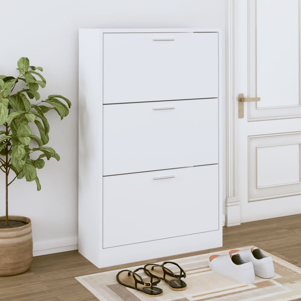 Schoenenkast 63x24x103 cm bewerkt hout wit is nu te koop bij PeponiXL, paradijselijk wonen!