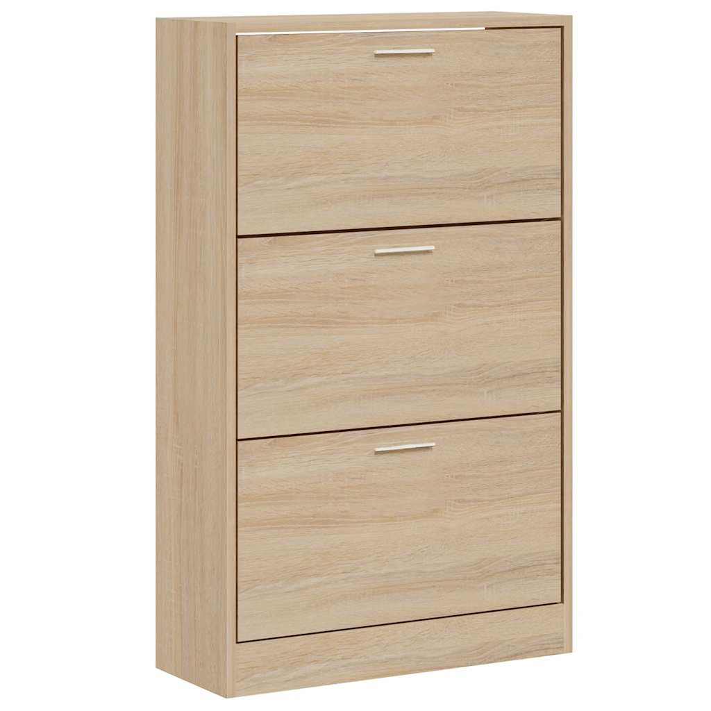 Schoenenkast 63x24x103 cm bewerkt hout sonoma eikenkleurig is nu te koop bij PeponiXL, paradijselijk wonen!