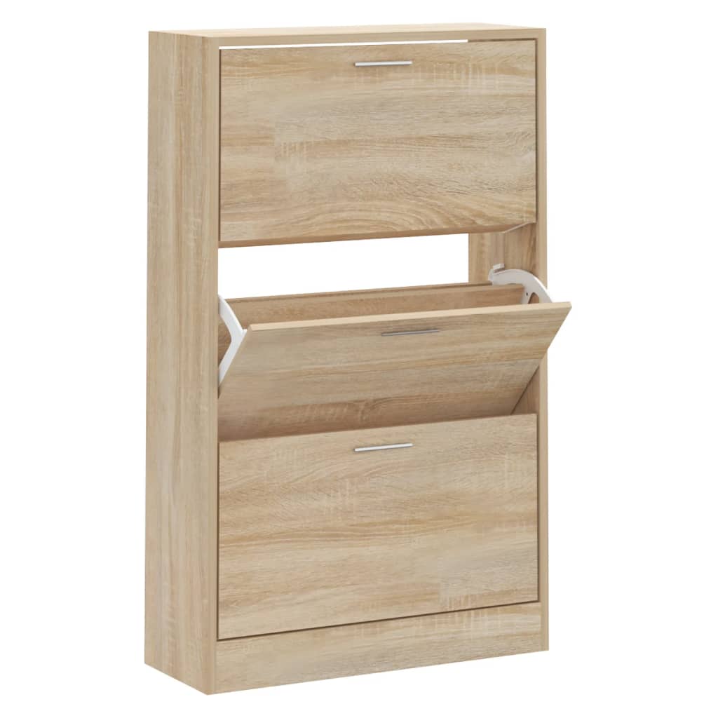 Schoenenkast 63x24x103 cm bewerkt hout sonoma eikenkleurig is nu te koop bij PeponiXL, paradijselijk wonen!
