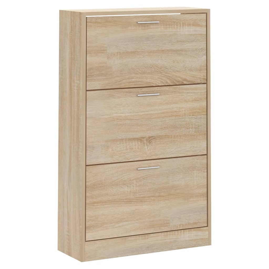 Schoenenkast 63x24x103 cm bewerkt hout sonoma eikenkleurig is nu te koop bij PeponiXL, paradijselijk wonen!