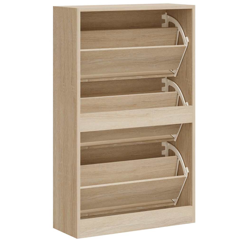 Schoenenkast 63x24x103 cm bewerkt hout sonoma eikenkleurig is nu te koop bij PeponiXL, paradijselijk wonen!
