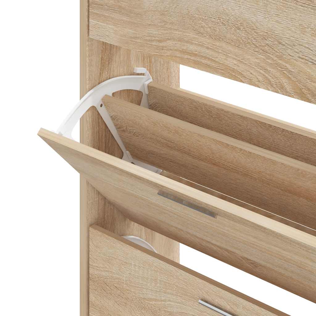 Schoenenkast 63x24x103 cm bewerkt hout sonoma eikenkleurig is nu te koop bij PeponiXL, paradijselijk wonen!