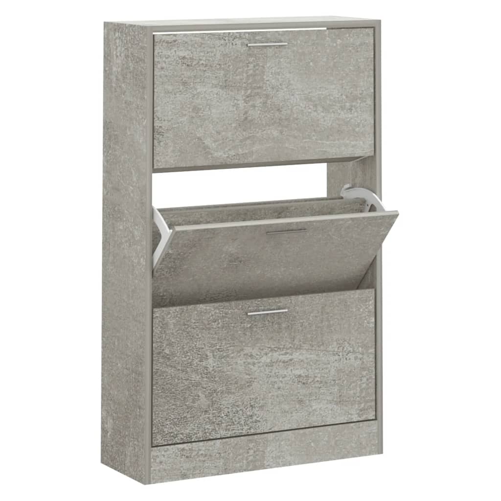 Schoenenkast 63x24x103 cm bewerkt hout betongrijs is nu te koop bij PeponiXL, paradijselijk wonen!