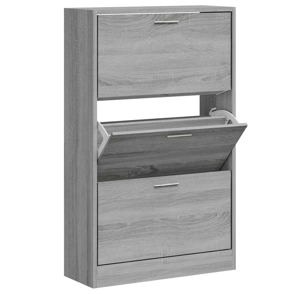 Schoenenkast 63x24x103 cm bewerkt hout grijs sonoma is nu te koop bij PeponiXL, paradijselijk wonen!