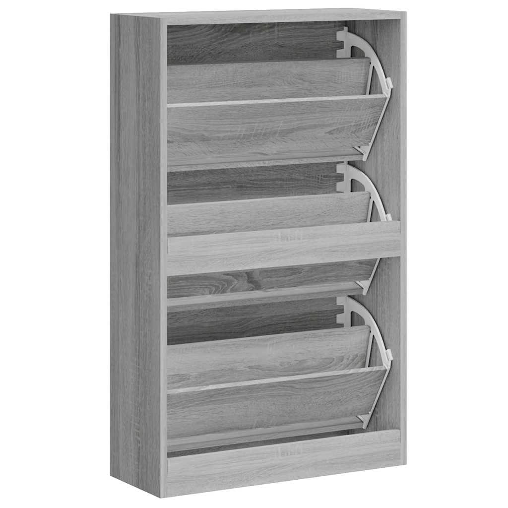 Schoenenkast 63x24x103 cm bewerkt hout grijs sonoma is nu te koop bij PeponiXL, paradijselijk wonen!