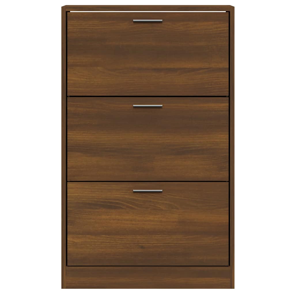 Schoenenkast 63x24x103 cm bewerkt hout bruin eikenkleur is nu te koop bij PeponiXL, paradijselijk wonen!