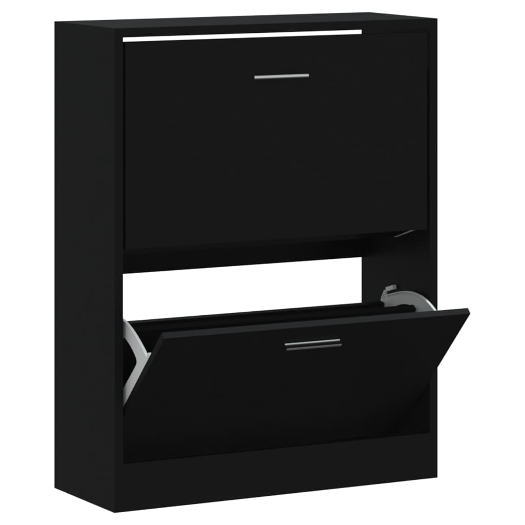 Schoenenkast 63x24x81 cm bewerkt hout zwart is nu te koop bij PeponiXL, paradijselijk wonen!