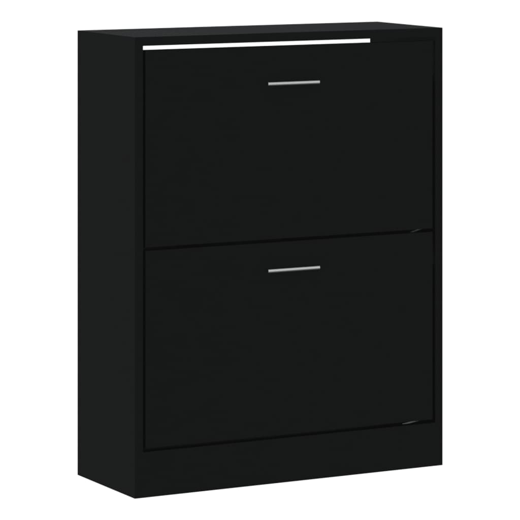 Schoenenkast 63x24x81 cm bewerkt hout zwart is nu te koop bij PeponiXL, paradijselijk wonen!