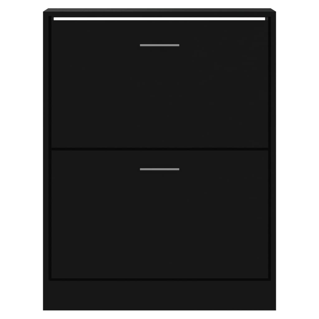 Schoenenkast 63x24x81 cm bewerkt hout zwart is nu te koop bij PeponiXL, paradijselijk wonen!