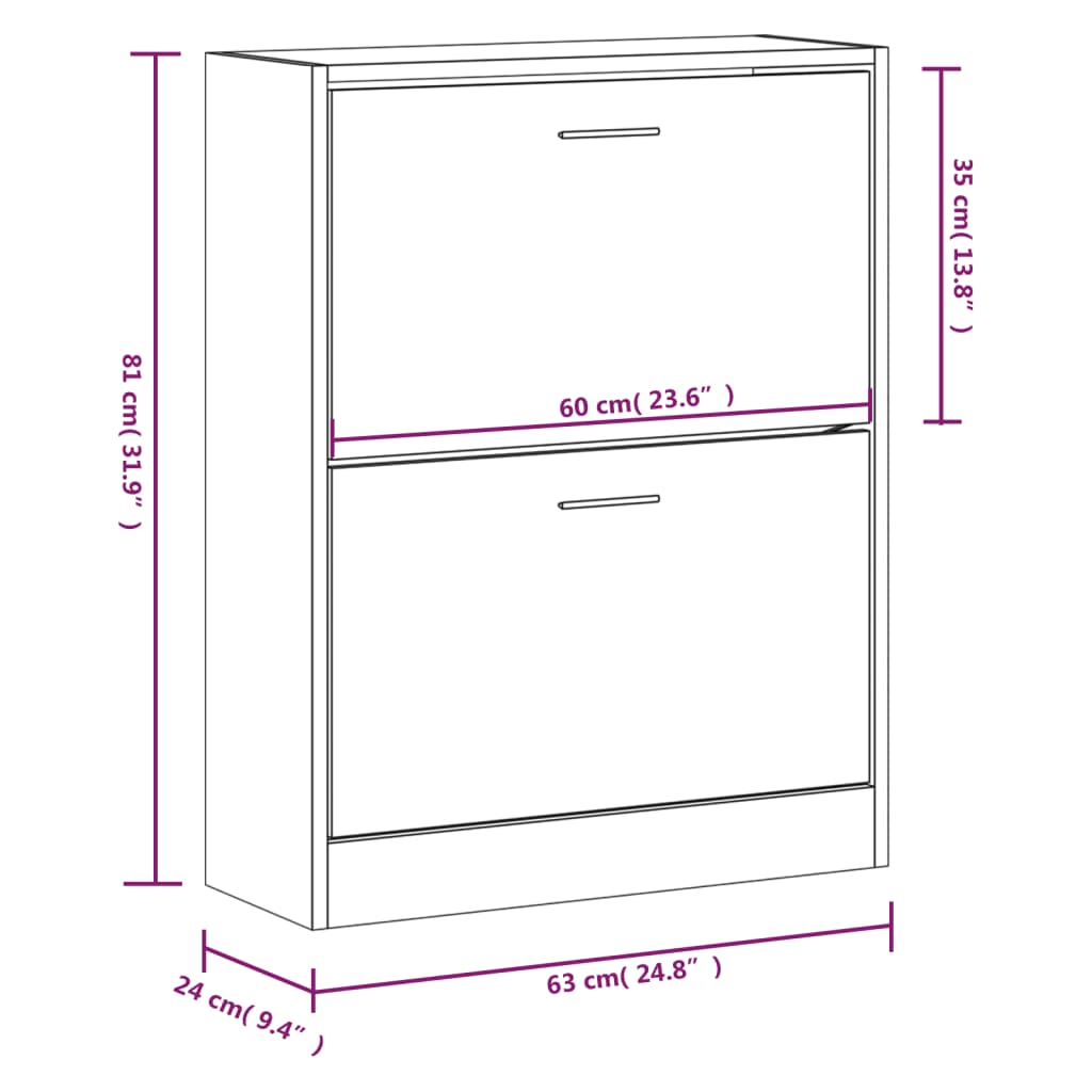 Schoenenkast 63x24x81 cm bewerkt hout hoogglans wit is nu te koop bij PeponiXL, paradijselijk wonen!
